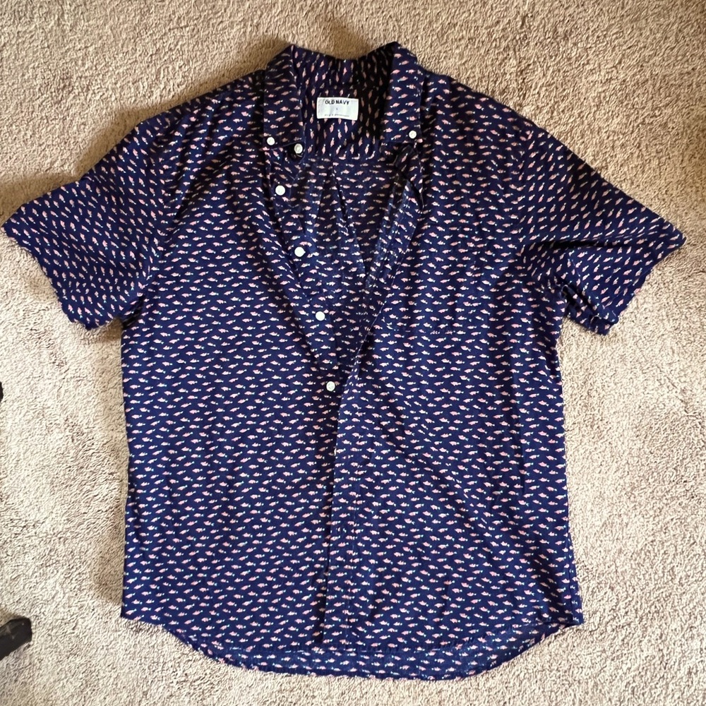 Button Up Fish Pattern Shirt